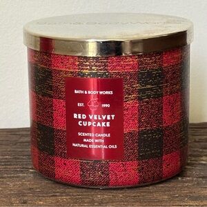 Bath & Body Works Red Velvet Cupcake Plaid Candle
